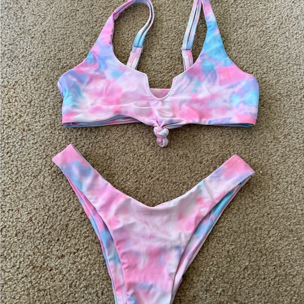 Pink and Blue Tie-Dye Bikini Set